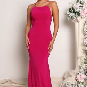Backless lace up maxi dress